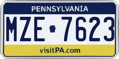 PA license plate MZE7623