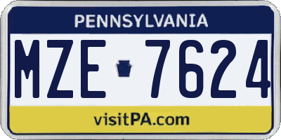 PA license plate MZE7624