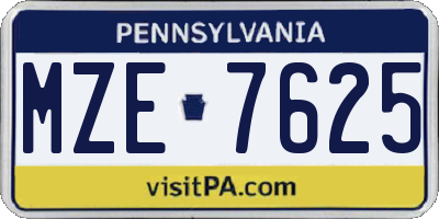 PA license plate MZE7625