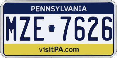 PA license plate MZE7626
