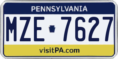 PA license plate MZE7627