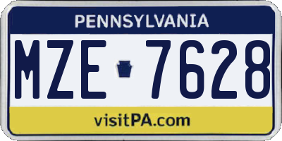 PA license plate MZE7628