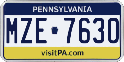 PA license plate MZE7630