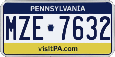 PA license plate MZE7632