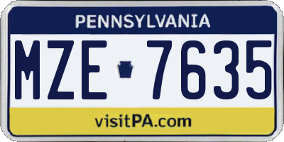 PA license plate MZE7635