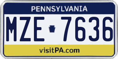 PA license plate MZE7636
