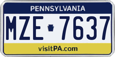 PA license plate MZE7637