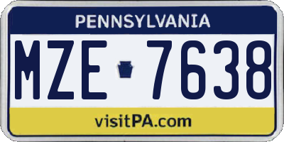 PA license plate MZE7638