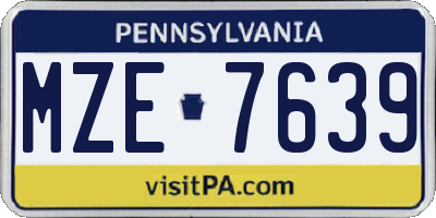 PA license plate MZE7639