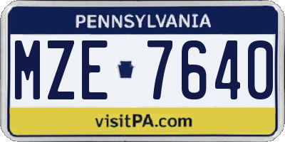 PA license plate MZE7640