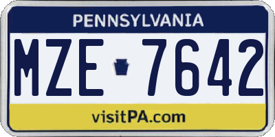 PA license plate MZE7642