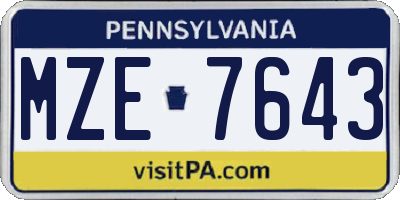 PA license plate MZE7643