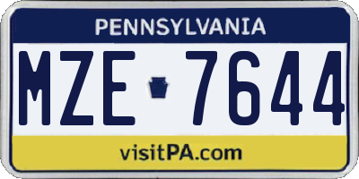 PA license plate MZE7644
