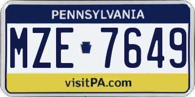 PA license plate MZE7649