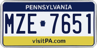 PA license plate MZE7651