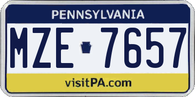 PA license plate MZE7657