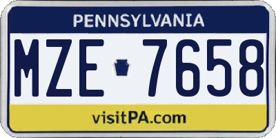 PA license plate MZE7658