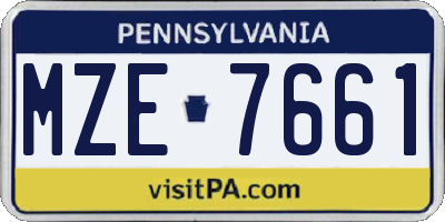 PA license plate MZE7661