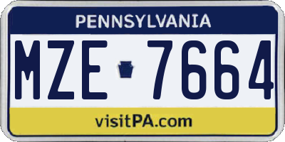 PA license plate MZE7664