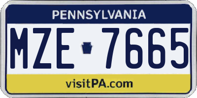 PA license plate MZE7665