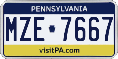 PA license plate MZE7667