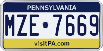 PA license plate MZE7669