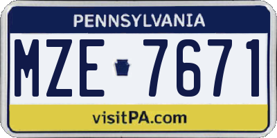 PA license plate MZE7671