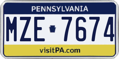 PA license plate MZE7674