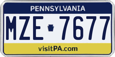 PA license plate MZE7677