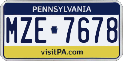 PA license plate MZE7678