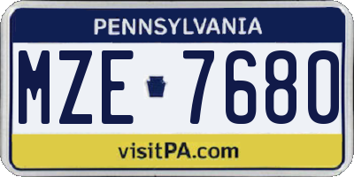 PA license plate MZE7680