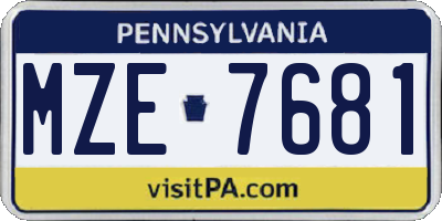 PA license plate MZE7681
