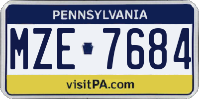 PA license plate MZE7684
