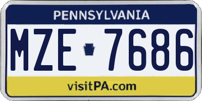 PA license plate MZE7686