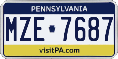 PA license plate MZE7687