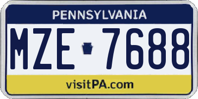 PA license plate MZE7688