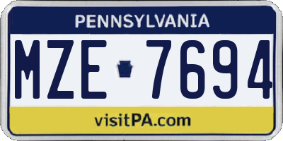 PA license plate MZE7694