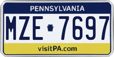 PA license plate MZE7697