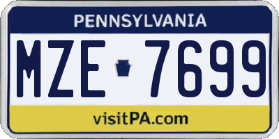 PA license plate MZE7699