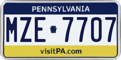 PA license plate MZE7707