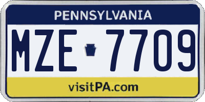 PA license plate MZE7709