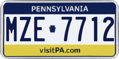 PA license plate MZE7712