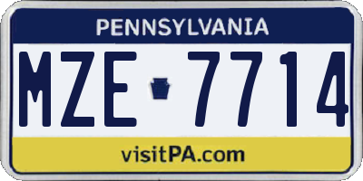 PA license plate MZE7714