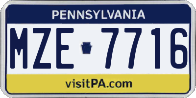 PA license plate MZE7716