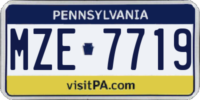 PA license plate MZE7719