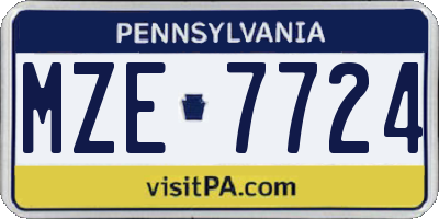PA license plate MZE7724