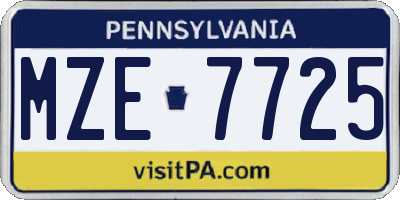 PA license plate MZE7725