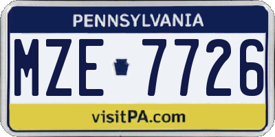PA license plate MZE7726