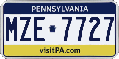 PA license plate MZE7727