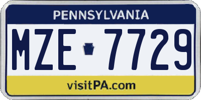 PA license plate MZE7729